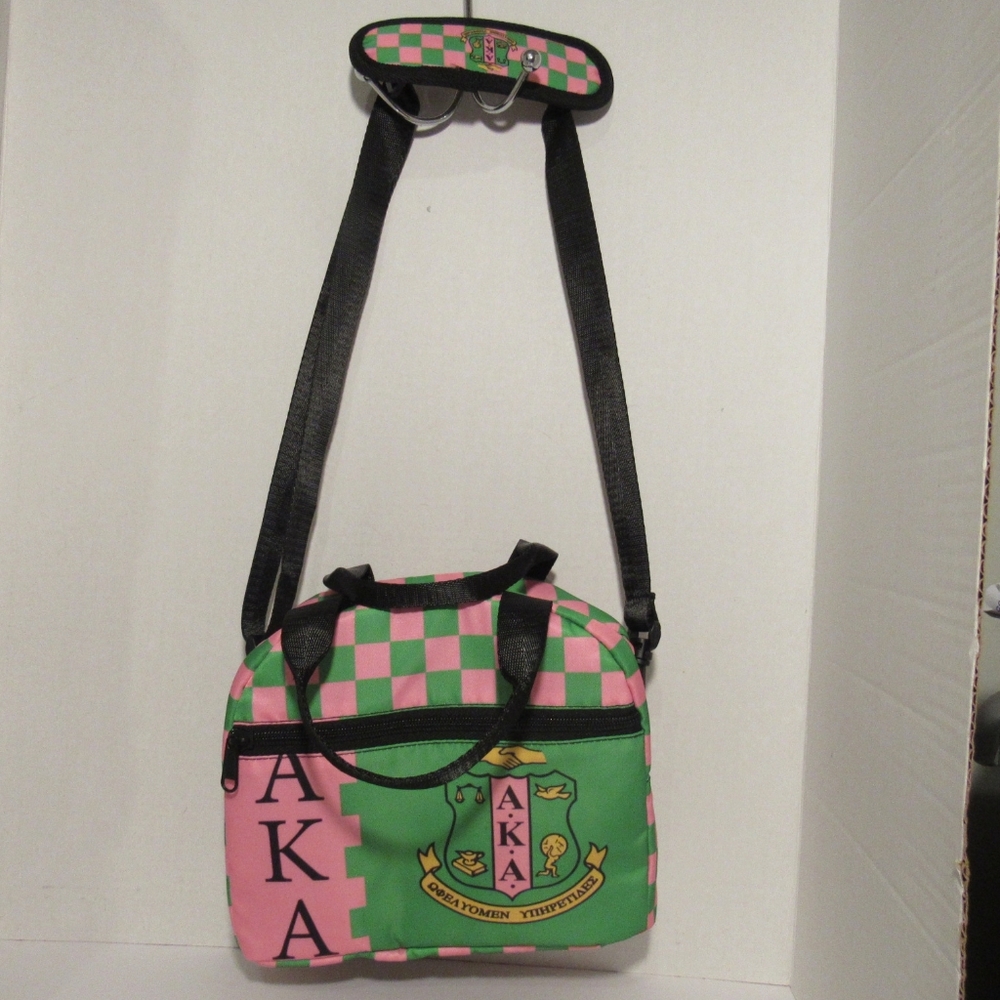 AKA Insulated Green Pink Lunch Tote Bag, Handheld & Crossbody, Keeps Meals Fresh